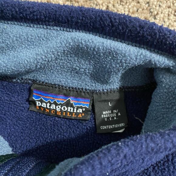 Vintage Patagonia Synchilla Vest Blue Full Zip Made in USA Size Large Gorpcore - Picture 5 of 7